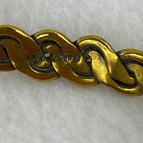 Vintage Braided Rope Bangle 925 Sterling Silver Gold Tone Bracelet Estate Find - Picture 6 of 8